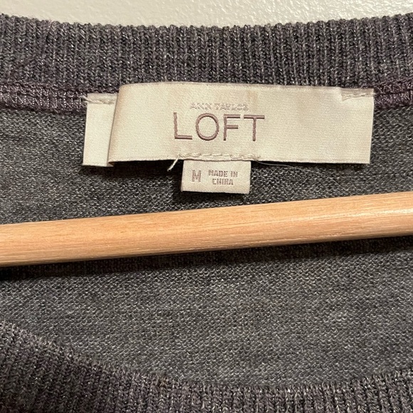 Loft Gray and Silver Round Neck Lightweight Sweater - Picture 5 of 9